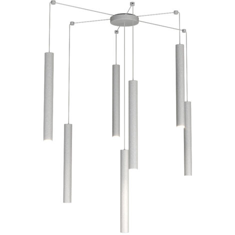 Sospensione Moderna Round Tube Metallo Grigio 7 Luci Gu10