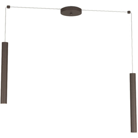 Sospensione Moderna Round Tube Metallo Marrone 2 Luci Gu10
