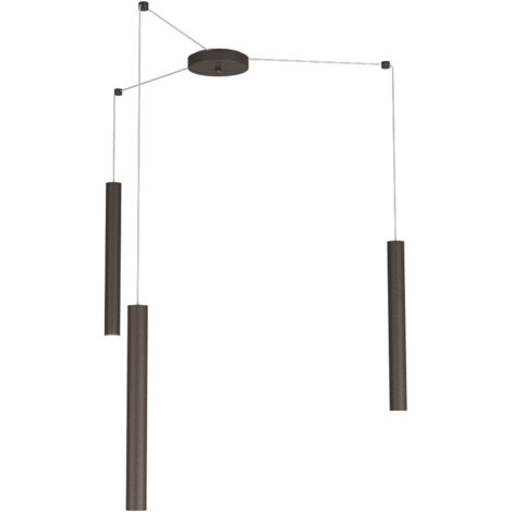 Sospensione Moderna Round Tube Metallo Marrone 3 Luci Gu10