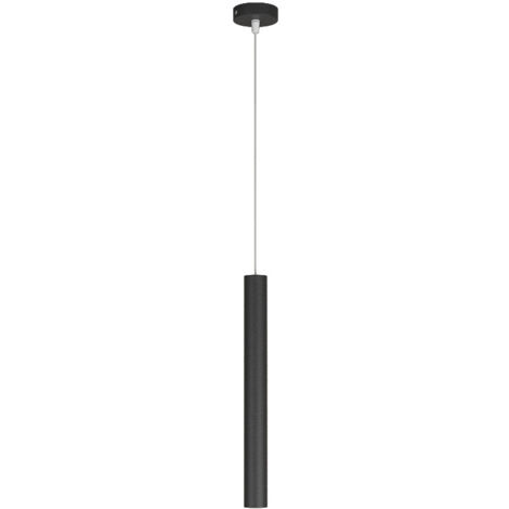 Sospensione Moderna Round Tube Metallo Nero 1 Luce Gu10