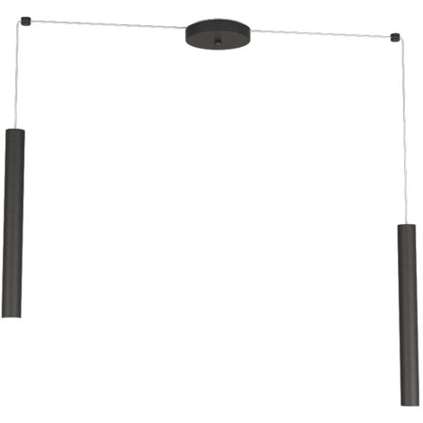 Sospensione Moderna Round Tube Metallo Nero 2 Luci Gu10