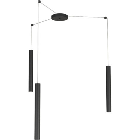 Sospensione Moderna Round Tube Metallo Nero 3 Luci Gu10