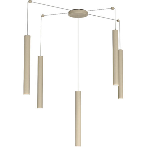 Sospensione Moderna Round Tube Metallo Sabbia 5 Luci Gu10