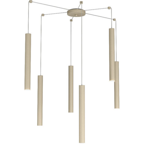 Sospensione Moderna Round Tube Metallo Sabbia 6 Luci Gu10