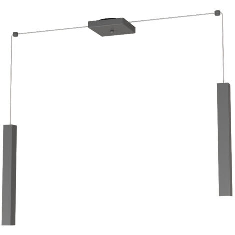 Sospensione Moderna Square Tube Metallo Antracite 2 Luci Gu10