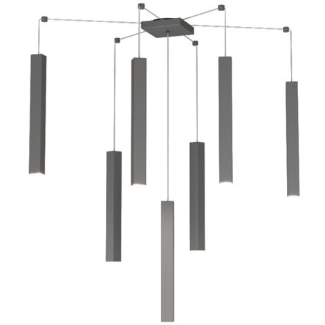 Sospensione Moderna Square Tube Metallo Antracite 7 Luci Gu10