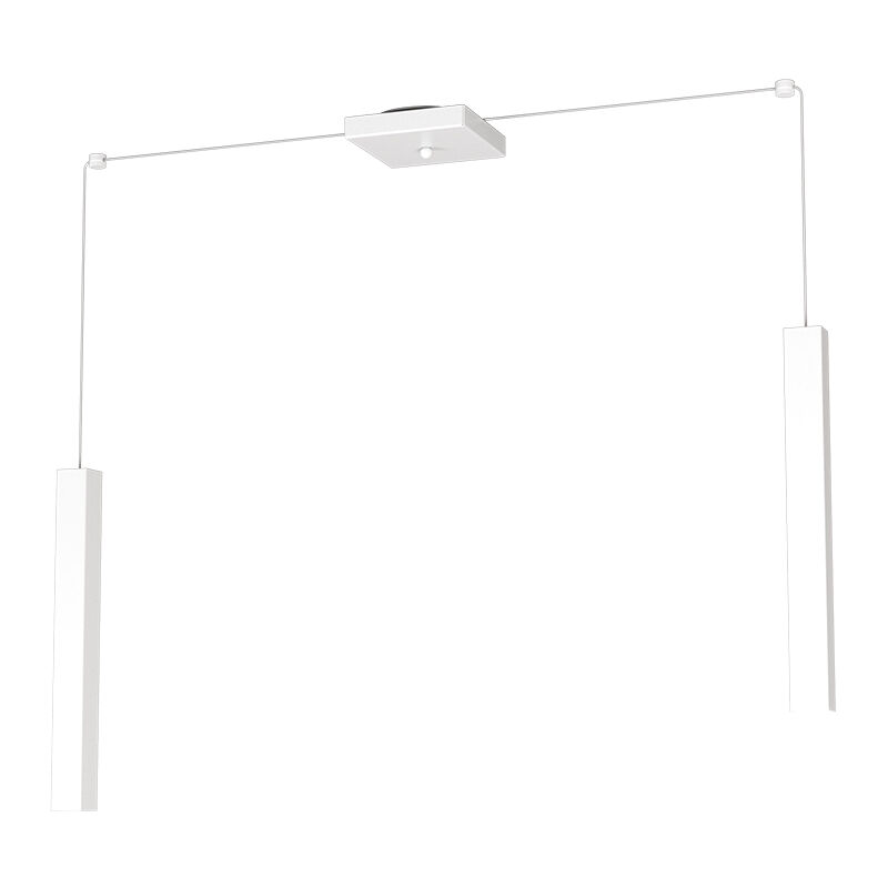 Image of Sospensione Moderna Square Tube Metallo Bianco 2 Luci Gu10 - Bianco