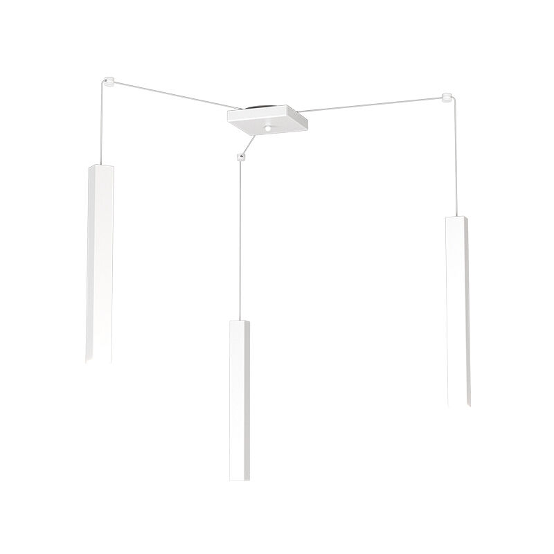 Image of Sospensione Moderna Square Tube Metallo Bianco 3 Luci Gu10 - Bianco