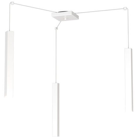 Sospensione Moderna Square Tube Metallo Bianco 3 Luci Gu10
