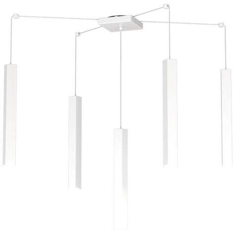Sospensione Moderna Square Tube Metallo Bianco 5 Luci Gu10