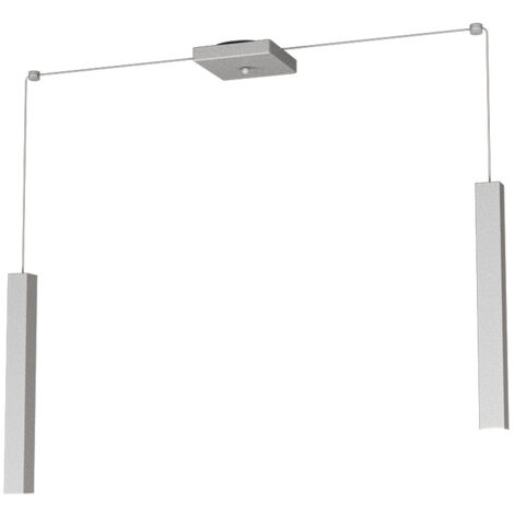 Sospensione Moderna Square Tube Metallo Grigio 2 Luci Gu10