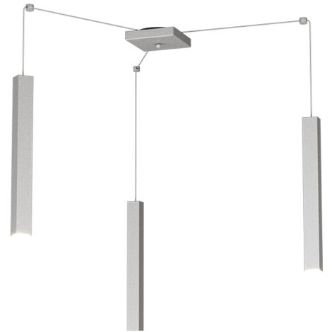 Sospensione Moderna Square Tube Metallo Grigio 3 Luci Gu10
