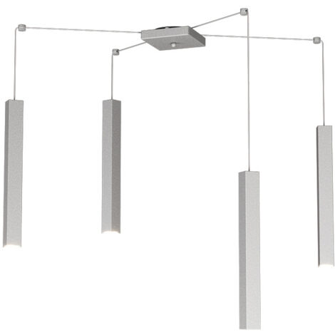 Sospensione Moderna Square Tube Metallo Grigio 4 Luci Gu10
