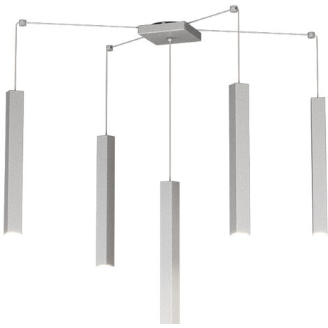 Sospensione Moderna Square Tube Metallo Grigio 5 Luci Gu10