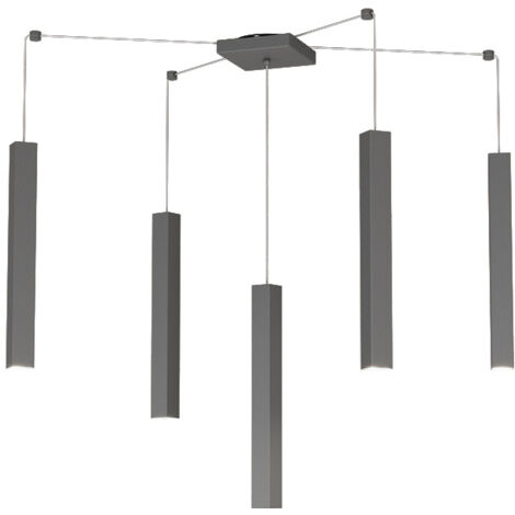 Sospensione Moderna Square Tube Metallo Grigio Antracite 5 Luci Gu10