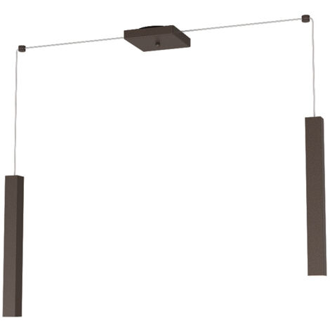 Sospensione Moderna Square Tube Metallo Marrone 2 Luci Gu10