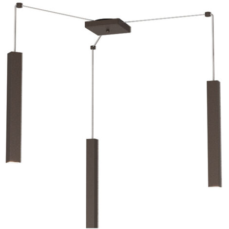 Sospensione Moderna Square Tube Metallo Marrone 3 Luci Gu10