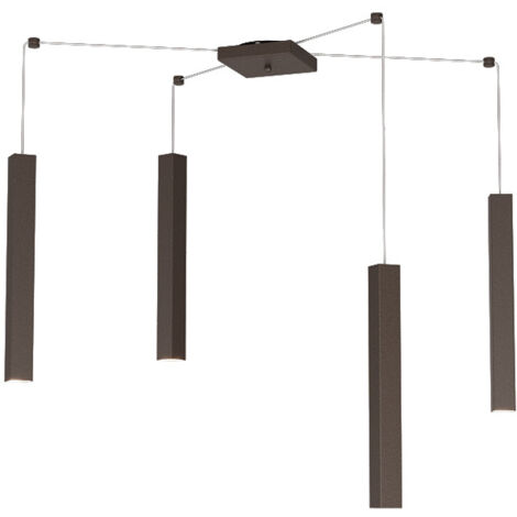Sospensione Moderna Square Tube Metallo Marrone 4 Luci Gu10