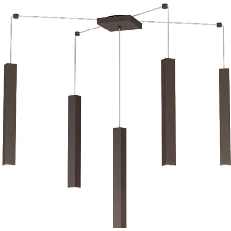 Sospensione Moderna Square Tube Metallo Marrone 5 Luci Gu10