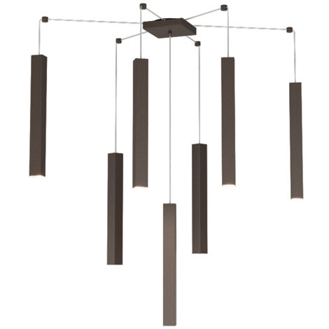 Sospensione Moderna Square Tube Metallo Marrone 7 Luci Gu10