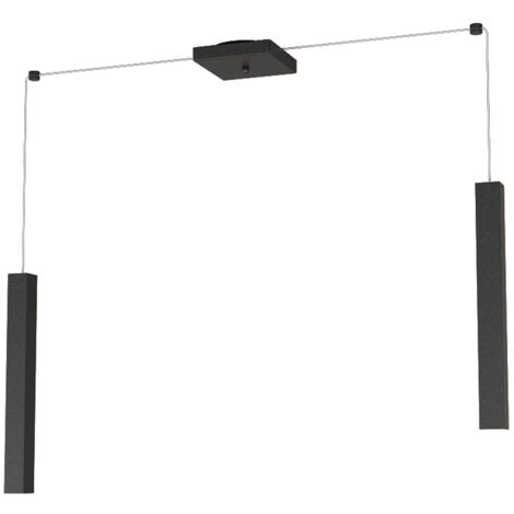 Sospensione Moderna Square Tube Metallo Nero 2 Luci Gu10