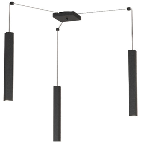 Sospensione Moderna Square Tube Metallo Nero 3 Luci Gu10