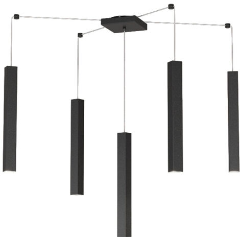 Sospensione Moderna Square Tube Metallo Nero 5 Luci Gu10