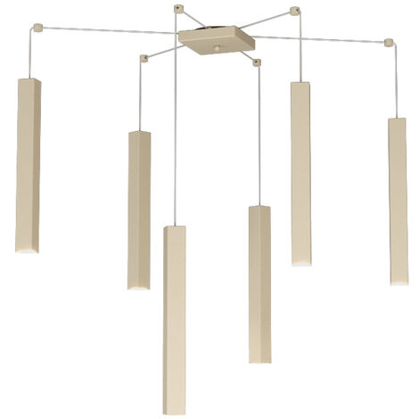 Sospensione Moderna Square Tube Metallo Sabbia 6 Luci Gu10