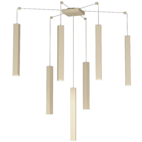 Sospensione Moderna Square Tube Metallo Sabbia 7 Luci Gu10