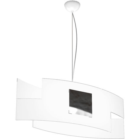 Sospensione Moderna Tetris Color Metallo Cromo Vetro Bianco 1 Luce E27