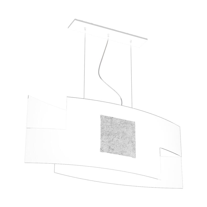 Image of Top-light - Sospensione Moderna Tetris Color Metallo Foglia Argento Vetro Bianco 2 Luci E27 - Bianco|Argento