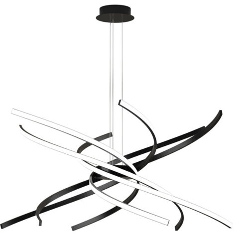Sospensione Moderna Tornado Alluminio Nero Led 69W D.80Cm Luce Calda