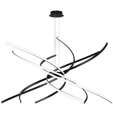 Sospensione Moderna Tornado Alluminio Nero Led 88W D.100Cm Luce Calda