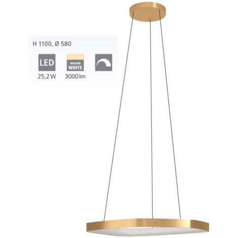 Sospensione Moderna Vallerosa Alluminio Ottone Spazzolato 1 Luce Led 25,2W