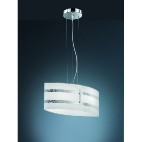 Sospensione Moderna Vetro Decori Foglia Argento Nikosia Trio Lighting