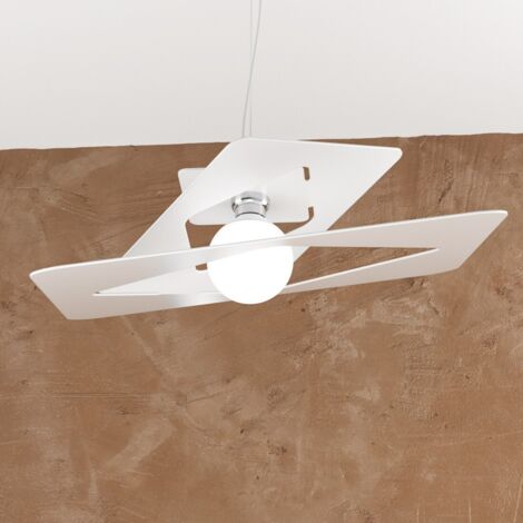 Sospensione Moderna Wacky Metallo Bianco 1 Luce E27 60Cm