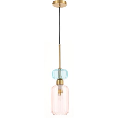 Sospensione MOLLY vetro rosa/azzurro E14 40W Milagro