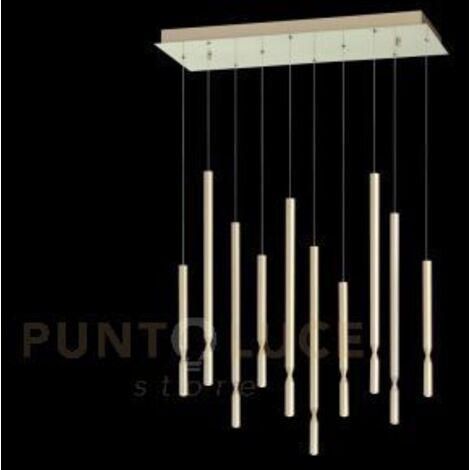 SOSPENSIONE MULTIPLA TUBIC 10 ORO 3000k 4760lm 70w DIMMERABILE BASE RETTANGOLARE