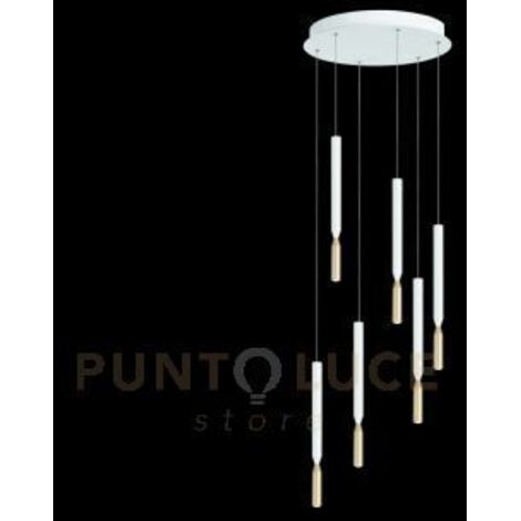 SOSPENSIONE MULTIPLA TUBIC 6 ORO E BIANCO LED 3000K 2900LM 42W DIMMERABILE