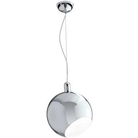 "Sospensione NARCISO in metallo cromo specchiato con sfera orientabile 30 cm."