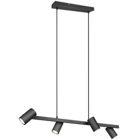 Sospensione Nera 4 Faretti Spot GU10 Orientabili Marley Trio Lighting