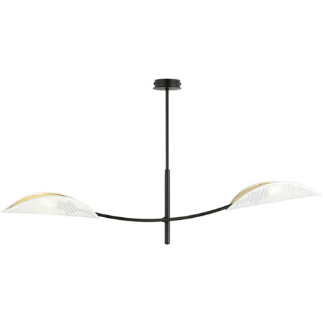 Sospensione Nordica 2 Luci Ares In Acciaio Nero Bianco E Oro Bracci Regolabili