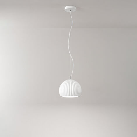 Sospensione Nordica Minea Metallo Gesso Bianco 1 Luce E27 Ip20 D23
