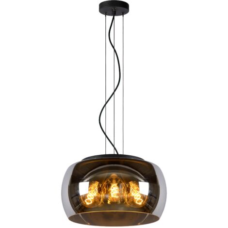 Sospensione OLIVIA vetro fumé nero 3xE27 40W Lucide