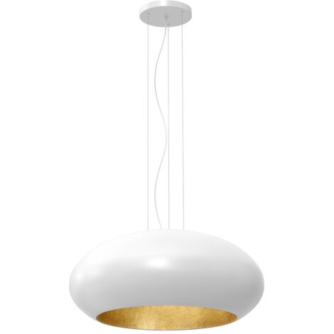 Sospensione ovale bianca interno oro Ø70 E27 Luminex