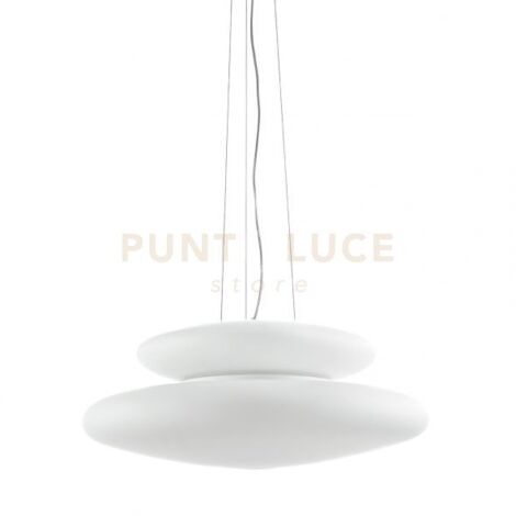SOSPENSIONE PAGODA D.60CM 5+2 LUCI ATTACCO E27 ALTEZZA 25CM MAX 100CM CROMO E BIANCO