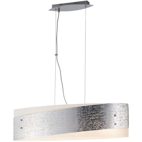 "Sospensione PARIS in vetro con decoro in foglia argento 75 cm."