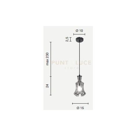 SOSPENSIONE PIN SOLO VETRO/B AMBRA CAVO NERO D.15CM H.24CM ATTACCO E14