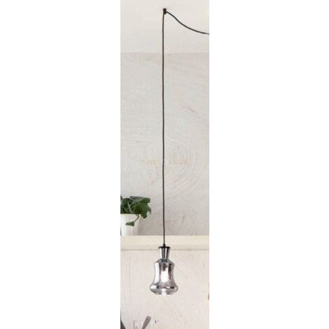 SOSPENSIONE PIN SOLO VETRO/B FUME' CAVO NERO D.15CM H.24CM ATTACCO E14
