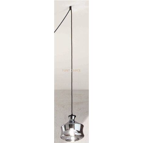 SOSPENSIONE PIN SOLO VETRO/B FUME' CAVO NERO  D.18,5CM H.19CM ATTACCO E14